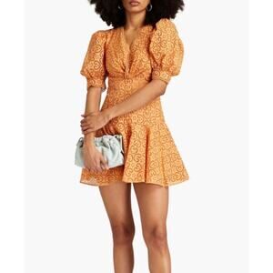 Sandro Kendal Broderie Anglaise Orange Flared Dress Size 4 (36)